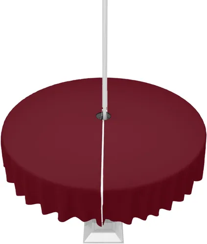 Miniatura 62 de QueenKer Mantel de exterior verde oliva con agujero para sombrilla y cremallera, mantel de color sólido para mesas cuadradas, colección de mesa