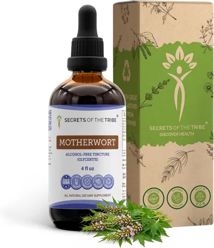 Miniatura 7 de Secrets of the Tribe Tintura de Motherwort Extracto líquido sin alcohol, Motherwort (Leonurus Cardiaca) Hierba seca (2 onzas líquidas)