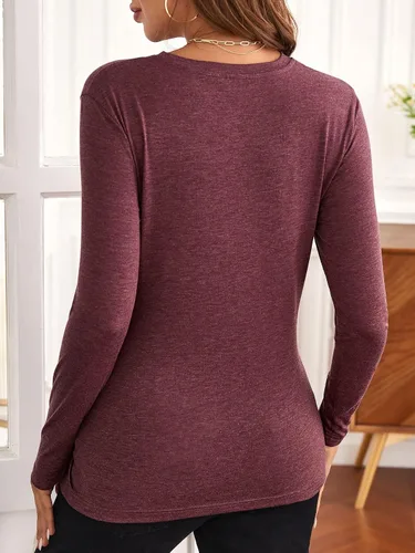 Miniatura 2 de Verdusa Camiseta de maternidad de manga larga con cuello redondo para mujer