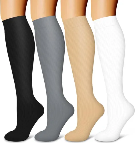 Miniatura 31 de Laite Hebe 4 pares de calcetines de compresión para mujeres y hombres, el mejor apoyo para enfermeras, correr, atletismo