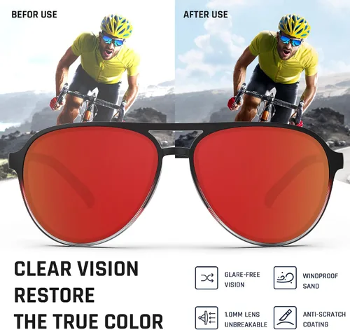 Miniatura 4 de Anteojos de sol estilo aviador polarizados para hombre y mujer, lentes deportivos para pesca, navegación, playa, golf, conducción TR75