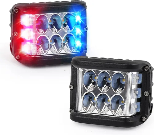 Miniatura 10 de Luces LED de Cápsula de Disparo Lateral, Luces Todo Terreno de 4 Pulgadas con Luz Estroboscópica de Emergencia Azul de Doble Lado Compatible