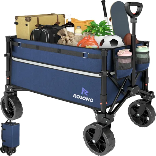 Miniatura 10 de ROSONG Carro Plegable con Ruedas Plegable - Carros Utilitarios Resistentes Plegables para Comestibles, Deportes, Jardín, Compras, Camping