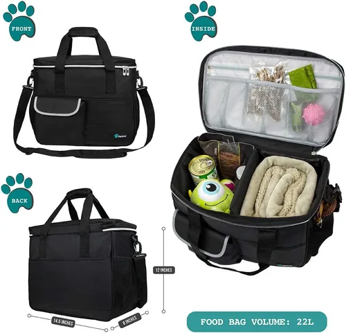 Miniatura 2 de PetAmi Organizador de bolsas de viaje - Bolsa de pañales para perros y gatos con contenedor de alimentos, cuencos y accesorios para campamento