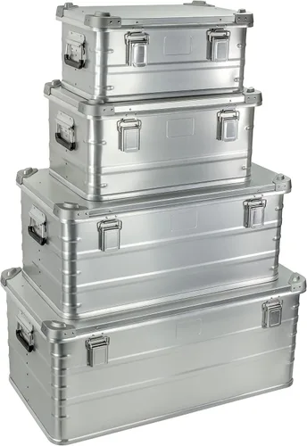 Miniatura 12 de Eylar Caja de almacenamiento de aluminio cruzada para Overland, baúl, estuche de carga de metal, caja de almacenamiento (combo de 4 piezas, negro)