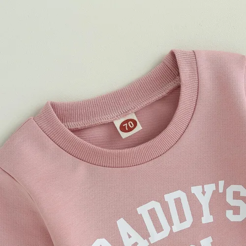 Miniatura 51 de Conjunto de 2 piezas de ropa de otoño para bebé y niña, sudadera de manga larga con cuello redondo y pantalones deportivos, conjunto de traje