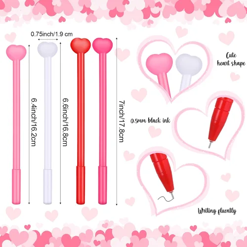 Miniatura 2 de Sayglossy 100 bolígrafos de corazón para el día de San Valentín, bolígrafos de tinta de gel a granel, regalo para compañeros de trabajo, vacaciones