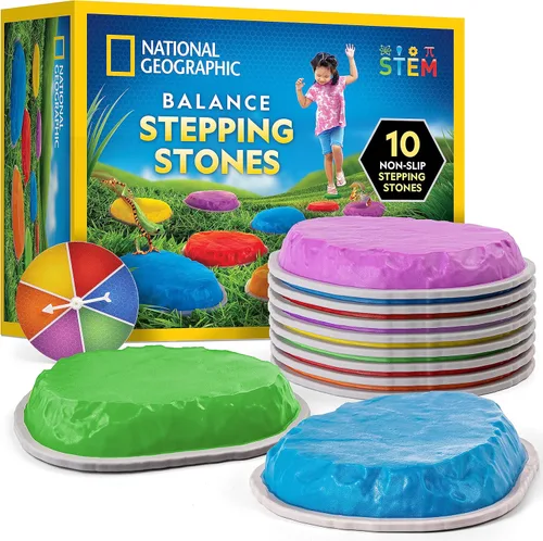 NATIONAL GEOGRAPHIC Piedras de Equilibrio para Niños – Piedras Duraderas Antideslizantes que Fomentan el Equilibrio de los Niños Pequeños y las