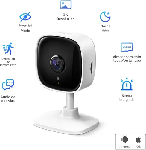 Miniatura 2 de Tapo Cámara de seguridad 2K para monitor de bebé, cámara para perro con detección de movimiento, audio de 2 vías, visión nocturna, almacenamiento