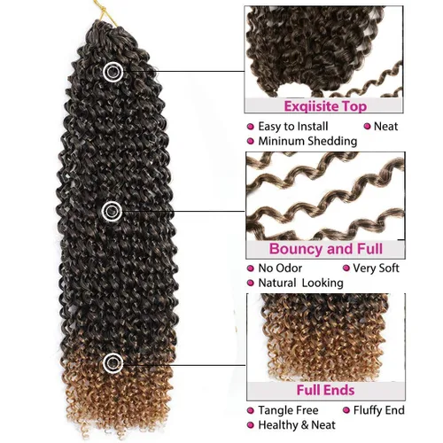 Miniatura 3 de 8 paquetes de cabello Passion Twist de 30 pulgadas, cabello ondulado de ganchillo para mujeres negras, trenzas de ganchillo largas bohemias (T1B27)