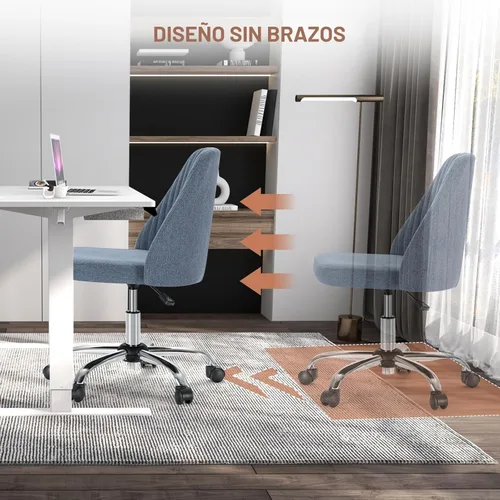 Miniatura 8 de Silla de Oficina DUMOS, Silla de Escritorio Cómoda con Ruedas, Silla Giratoria de Tocador, Sillas de Tarea con Asiento Ancho, Sillas de Computadora