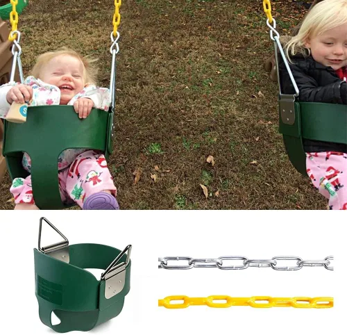 Miniatura 4 de Asiento de columpio de cubo completo con respaldo alto para niños pequeños, accesorios para columpios Verde