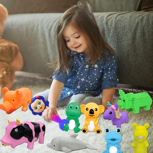 Miniatura 9 de Juguetes chirriantes para bebés, juguetes para apretar, regalos de fiesta para niños, juguetes novedosos y diversiones, regalos de goma que gritan