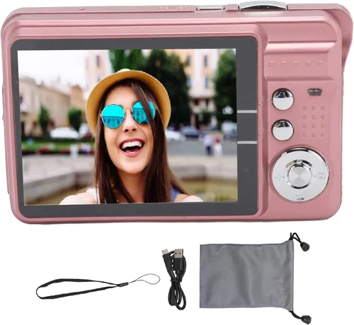 Miniatura 5 de Cámara digital, cámaras 4K para fotografía, cámara compacta con zoom digital 8X, pantalla grande 2.7, cámara de vlogging 4K para fotografía de Rosado