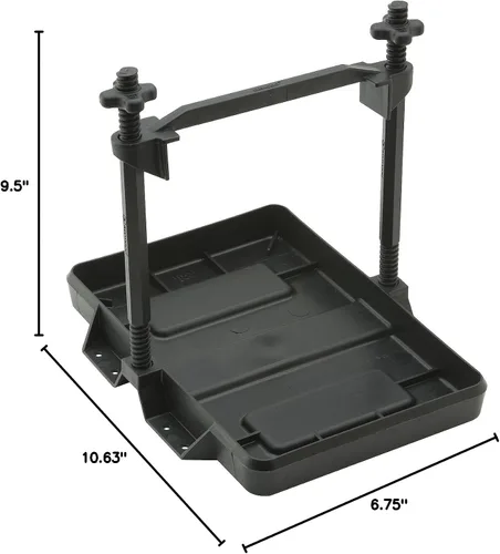 Miniatura 3 de Attwood 9097-5 Bandeja de baterías ajustable de alta resistencia, color negro, totalmente de plástico, a prueba de óxido, compatible