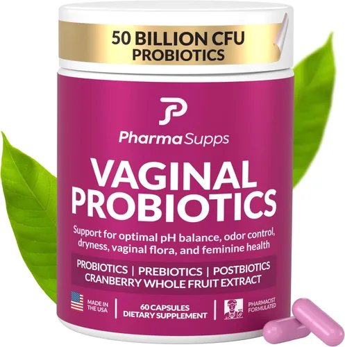 Probiótico para mujer para la salud vaginal | 50 mil millones de UFC con probióticos, prebióticos, postbióticos y arándanos para equilibrio del pH,