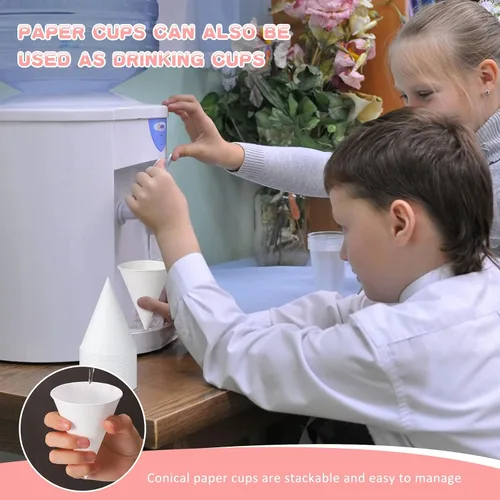 Miniatura 7 de Eaasty 400 tazas de cono de nieve y pajitas, cucharas de 4.5 onzas, popotes de papel desechables, cuchara de paja para aguanieve, helado afeitado