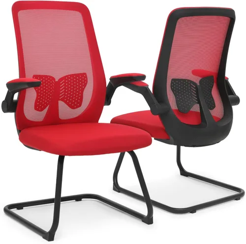 Miniatura 10 de Magshion Silla de oficina para invitados con soporte lumbar y reposabrazos deslizables, malla de malla de respaldo medio, serie de rejilla de aire