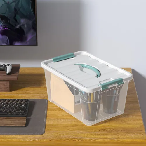 Miniatura 6 de Cajas de almacenamiento transparentes de 14 cuartos de galón con asas, contenedores de plástico con tapas, 6 paquetes