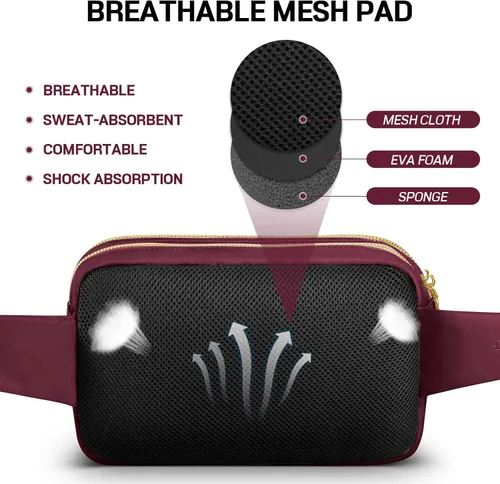 Miniatura 4 de CXWMZY Cangureras para mujeres y hombres, lindas bolsas de cintura para niñas, niños y adolescentes, bolsa de cadera con múltiples bolsillos y Rojo