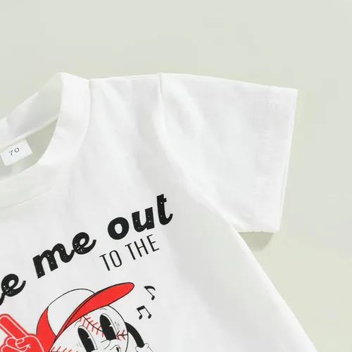 Miniatura 5 de Karuedoo Conjunto de camiseta de béisbol de manga corta para bebé niño, 2 piezas, ropa de verano