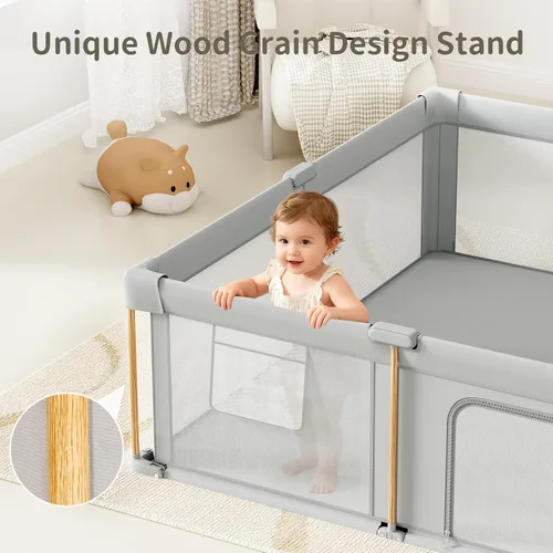 Miniatura 3 de Corralito plegable para bebés con alfombra, corralito plegable de 50 x 50 pulgadas para bebés y niños pequeños, corralito para bebés con diseño