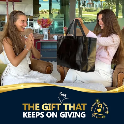 Miniatura 2 de Nush Nush Bolsas de regalo negras extragrandes – Juego de 12 bolsas de regalo reutilizables XL con asas – Bolsa de regalo ideal para regalos
