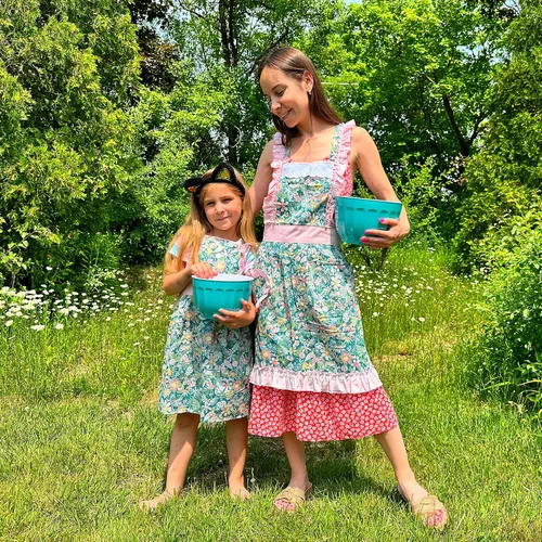 Miniatura 6 de CRB Fashion Delantal para cocinar y hornear para mujeres Delantales de cocina para mujer y señora con bolsillo, Azul marino, Talla única