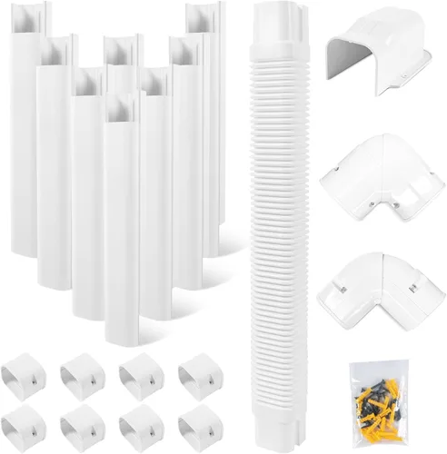 Miniatura 12 de LyPrem 3 m Kit de cubierta de línea de PVC para mini split y aire acondicionado central y bomba de calor (Blanco)