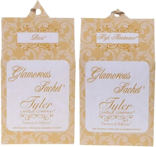 Tyler Candle Glamorous Diva & Paquete de sobres de alto mantenimiento (4 sobres glamorosos reutilizables cada uno) (Diva y alto mantenimiento)