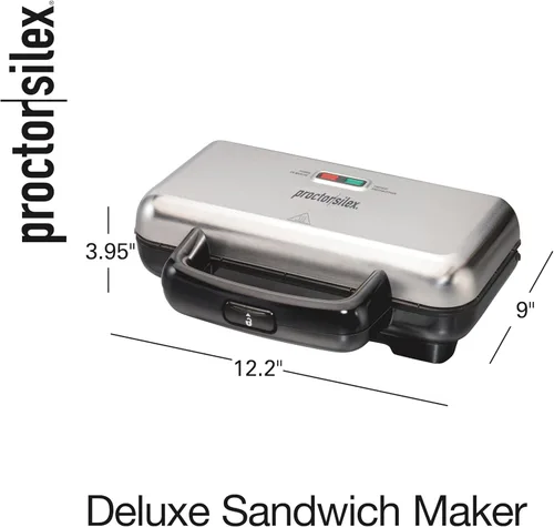 Miniatura 8 de Proctor Silex Sandwichera caliente de lujo con platos de cerámica antiadherentes sin PFAS fáciles de limpiar, se adapta a hasta 2 quesos a