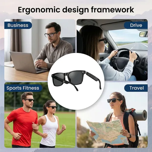 Miniatura 9 de Lentes de traducción inteligente AI, traductor de voz en 164 idiomas, gafas Bluetooth de oreja abierta con altavoces, lentes fotocrómicas, batería
