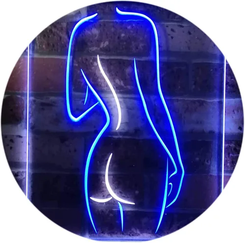 Miniatura 12 de ADVPRO Señal de neón LED de doble color con texto en inglés "Lady Back", diseño de cueva sexy para niñas, color azul y rojo, 12 x 16 pulgadas, azul