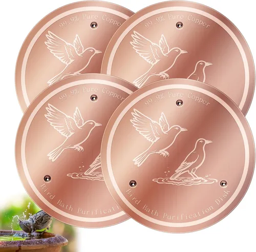 Miniatura 12 de Disco de cobre para baño, 99.99% de cobre puro para pájaros, soporte de triple punto, limpiador de agua para todas las estaciones para baños