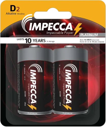 Impecca Baterías alcalinas D, alto rendimiento 1.5 voltios LR20, batería tamaño D, paquete de 2