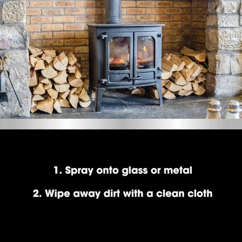 Miniatura 3 de Furniture Clinic Limpiador de Cristal y Metal para Estufa - Para Puertas de Vidrio de Quemador de Troncos y Chimenea - Elimina Hollín, Suciedad