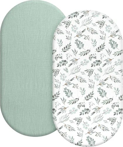 Miniatura 13 de Sábanas orgánicas para cuna de bebé de 33 x 17 pulgadas, 100% algodón de muselina para bebé, niña, niño, funda de colchón ajustable suave compatible