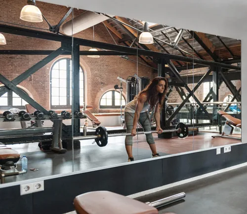 Espejo de actividad montado en la pared con borde pulido plano, espejo de gimnasio en casa, espejo biselado para sala de entrenamiento, espejo de