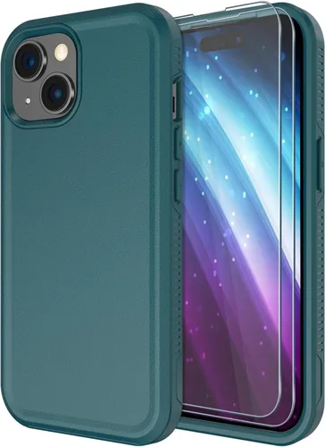 Miniatura 24 de Diverbox Funda para iPhone 15 Plus [a prueba de golpes] [a prueba de caídas] [protector de pantalla de vidrio templado], funda de protección