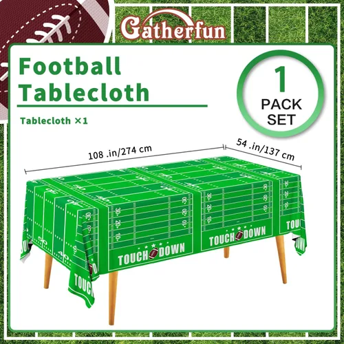 Miniatura 7 de Gatherfun Mantel desechable de plástico para fiesta temática de fútbol, para decoración de fiesta de cumpleaños, fiesta de fútbol, 1 paquete de 54 x