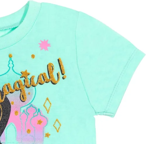 Miniatura 47 de Disney Frozen Moana Princess Tiana - Conjunto de camiseta floral y pantalones cortos de rizo francés para niños pequeños y grandes