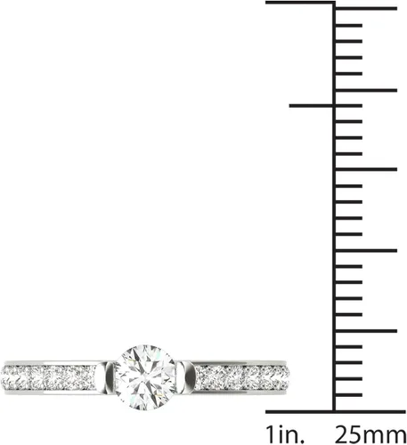 Miniatura 4 de Vaarya Anillo de compromiso de oro blanco de 14 quilates con diamantes 23 quilates totales certificado AGS GHSI2-I1