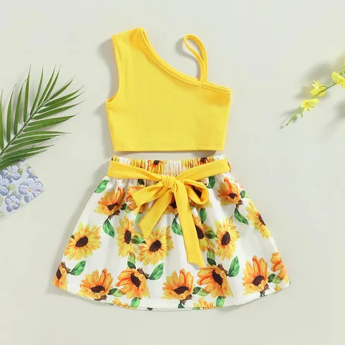 Miniatura 64 de TheFound Trajes de verano para niñas pequeñas, sin mangas, de punto acanalado, halter, pantalones cortos, ropa para recién nacidos, conjunto de 3