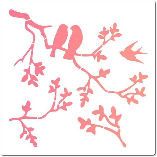 GORGECRAFT - Plantillas de 30x30cm para pintar siluetas de pájaros en ramas, plantillas reutilizables de plástico para dibujo y pintura, plantillas