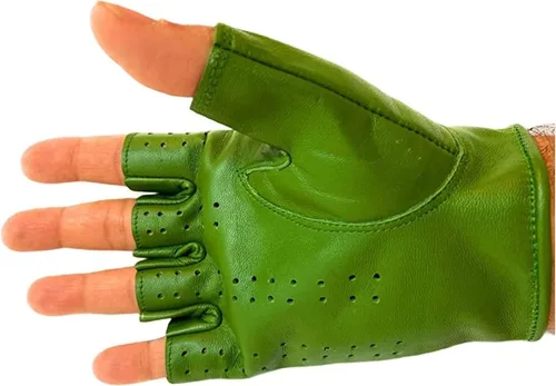 Miniatura 2 de Guantes sin forro de piel de oveja genuina para hombre, medio dedo, ciclismo, motocicleta, ejercicio y fitness, sin forro