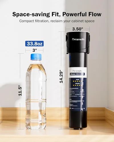 Miniatura 7 de Dreamwills DS15 - Sistema de filtro de agua para debajo del fregadero, filtración de grifo de cocina de conexión directa de 1.3 GPM, instalación sin