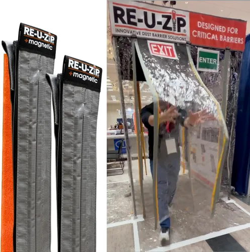 Miniatura 12 de RE-U-ZIP® Tira de Entrada Magnética de Cierre Automático Alternativa de Cremallera de Barrera contra el Polvo sin Uso de las Manos para Láminas
