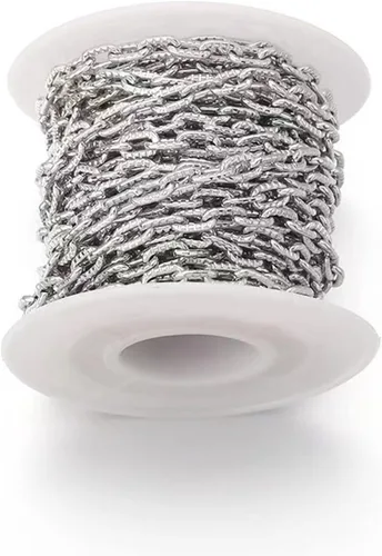 Miniatura 19 de N/C Cadenas de aluminio de 15 pies de eslabones de perlas de imitación, cadena de eslabones trenzados, cadenas de cable cruzado con colgante