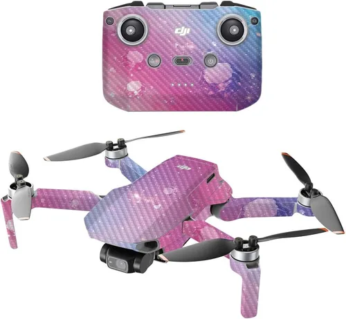 Miniatura 16 de MightySkins - Drone portátil de fibra de carbono compatible con DJI Mini 2, negro abstracto, acabado de fibra de carbono texturizado protector