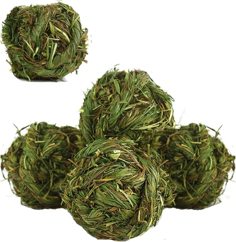 Hamiledyi Pelota masticable de conejo Timothy Grass Molienda de animales pequeños, juguetes masticables para conejos, conejos, hámster, cobayas,